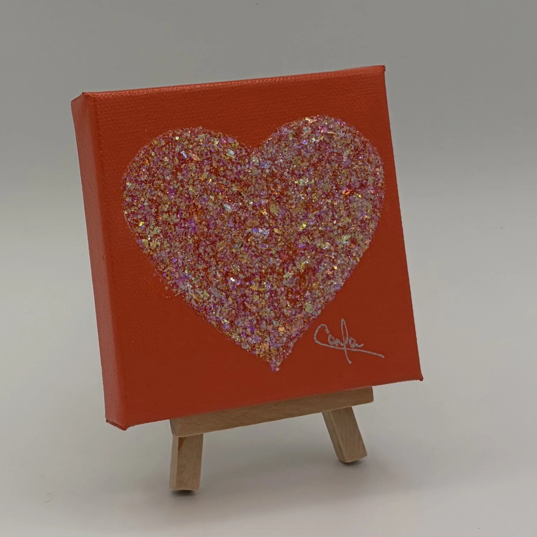 Heart #1133 Apricot Heart with Apricot Glitter