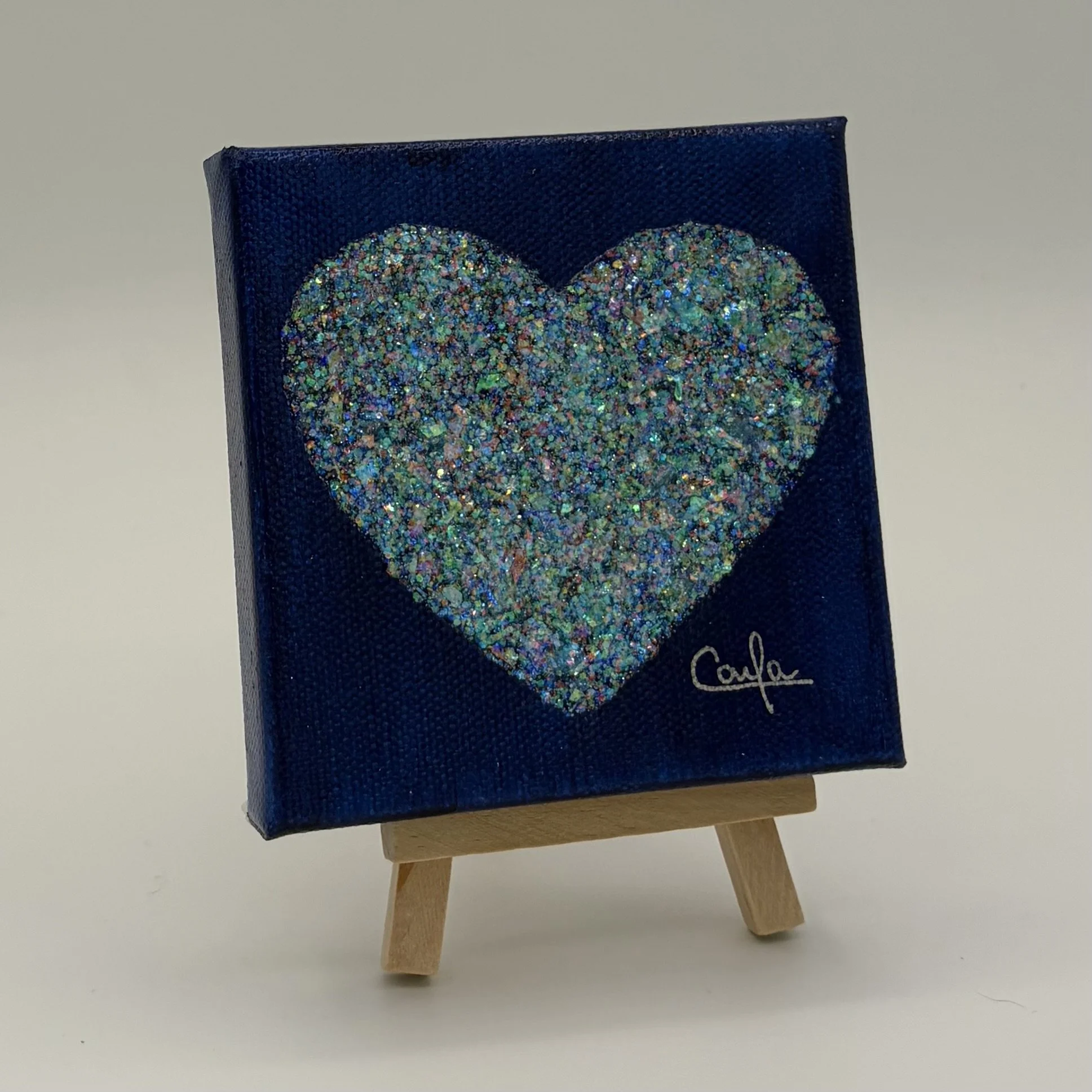 Heart #1054 Royal Blue with Pastel Blue Glitter
