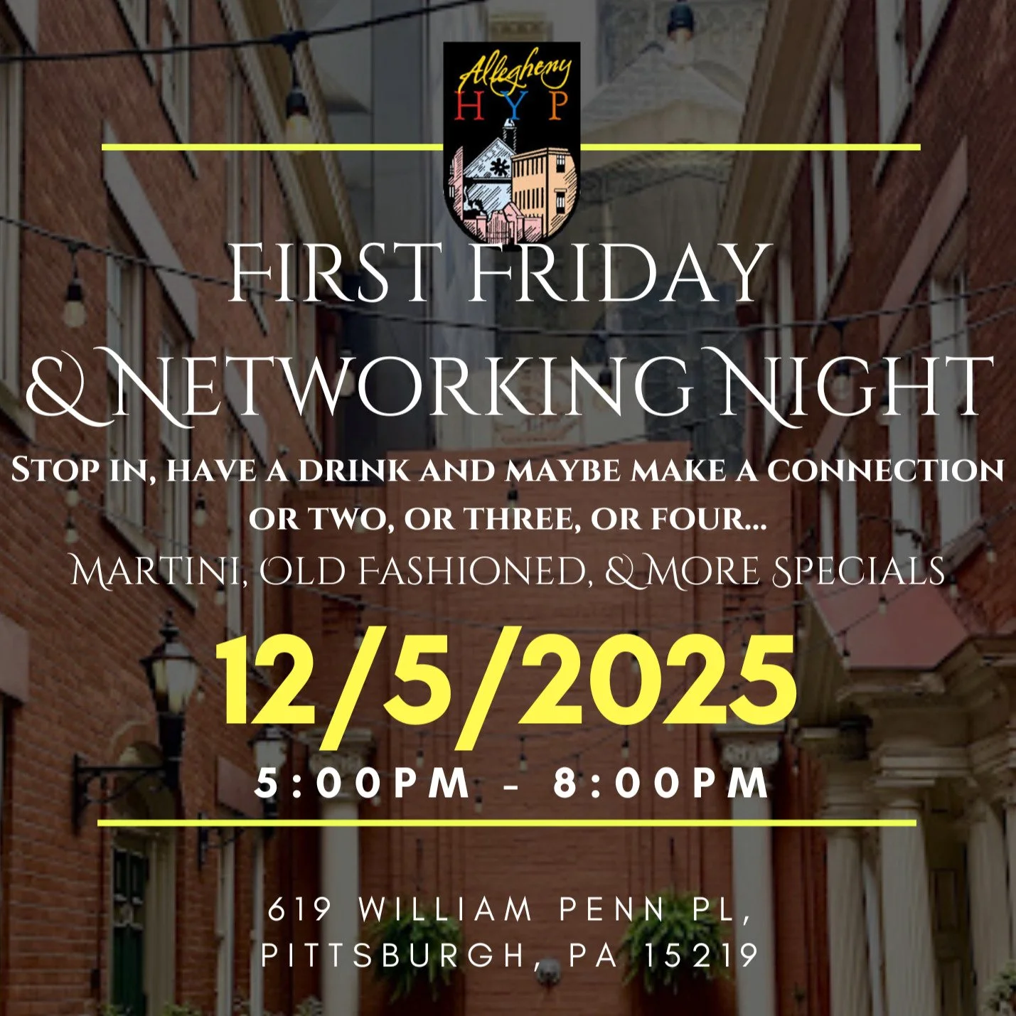 First Friday info for December is posted! Link in BIO #networking #networkingevent #downtownpittsburgh #pittsburghthingstodo #PittsburghHappyHour #socialclub #holidaydecorations