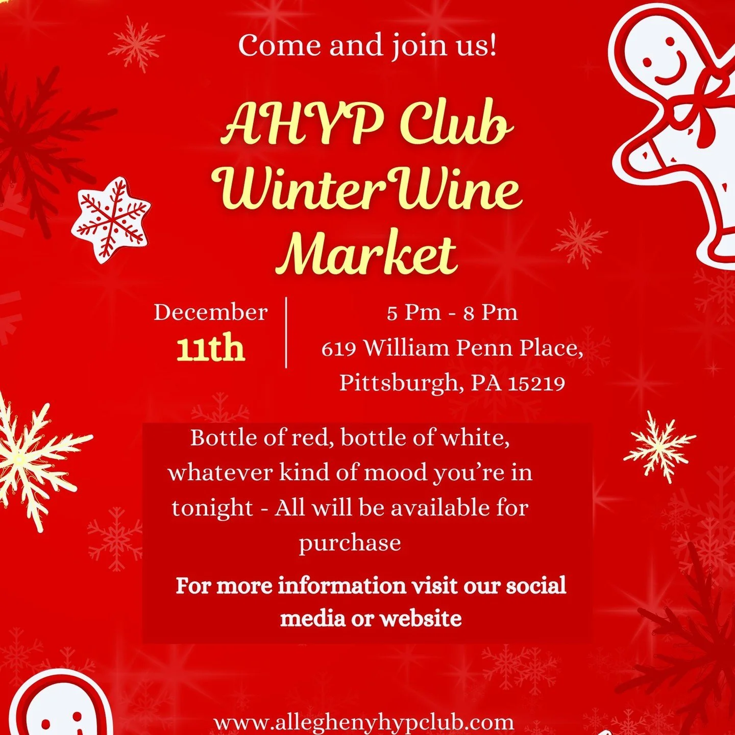 Members, get ready for the Winter Wine Market on Thursday, December 11th! From 5-8pm, come out and sample wines that are perfect for gifting! #winelover
#winetasting #socialclub #pittsburghthingstodo #datenight❤️