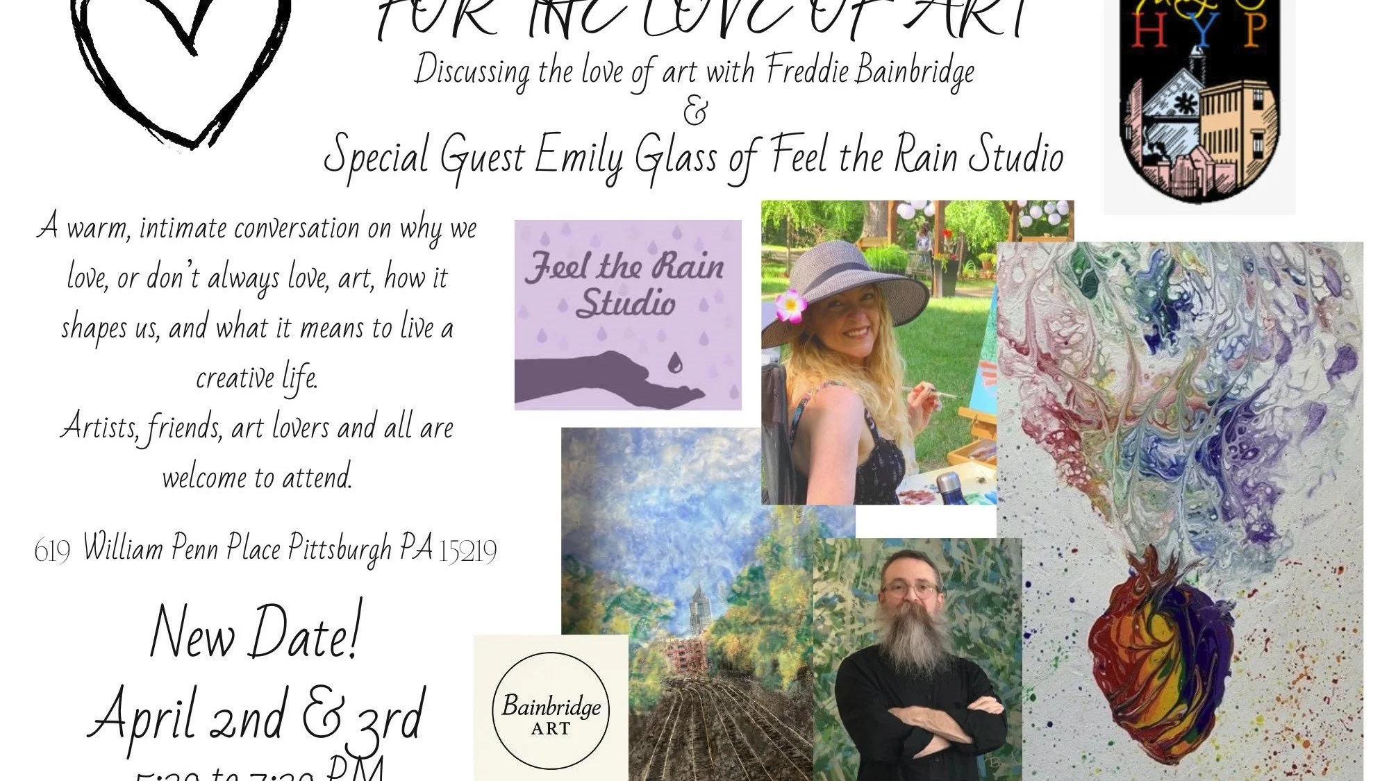 EVENT OPEN TO ALL

Link in BIO!

Artist Salon returns April 2nd and 3rd to the AHYP Club.

#artistofpittsburgh #artistsofpittsburgh #pghartist #pghartists #pittsburghartist #pittsburghartists #feeltherainstudio #artistsoninstagram #artistsofinstagram