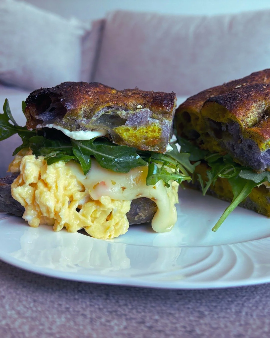 Toasted focaccia breakfast sandwiches &mdash; made by a home cook.