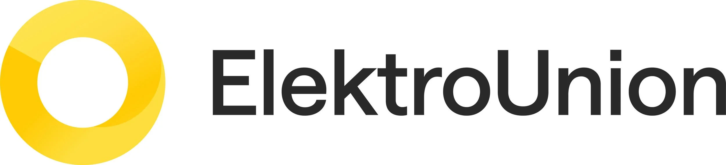 Logo med en gul sirkel og teksten 'Elektroun' i svart.