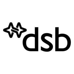 Logo av DSB med en stjerne i en pilform til venstre
