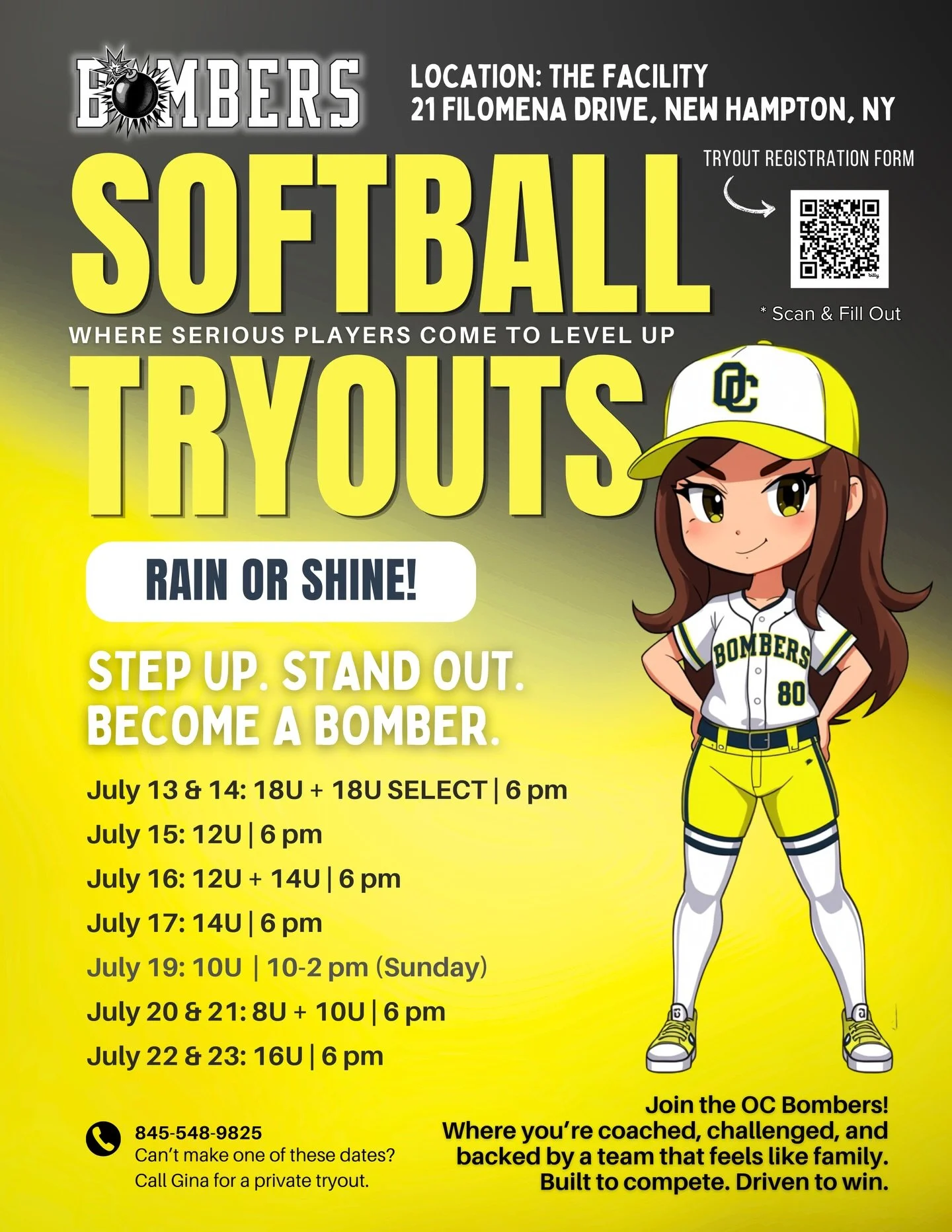 Save the Date, Save your Spot 🥎

Tryout dates from 8U to 18U have officially been posted. Come join the OC Bomber Family‼️

Register Here ⤵️
- Link in Bio-