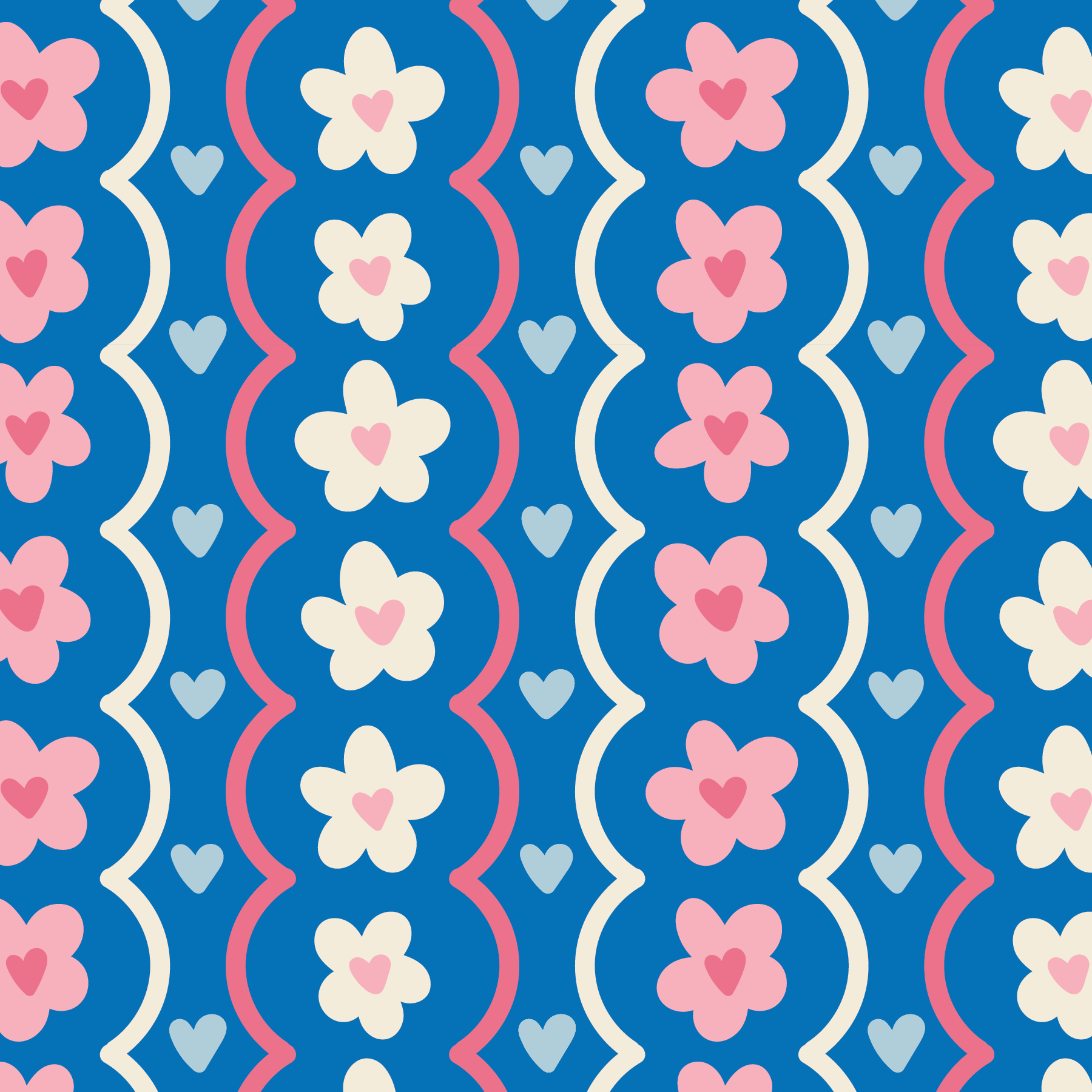 05. Heart Flowers - Blue Stripes