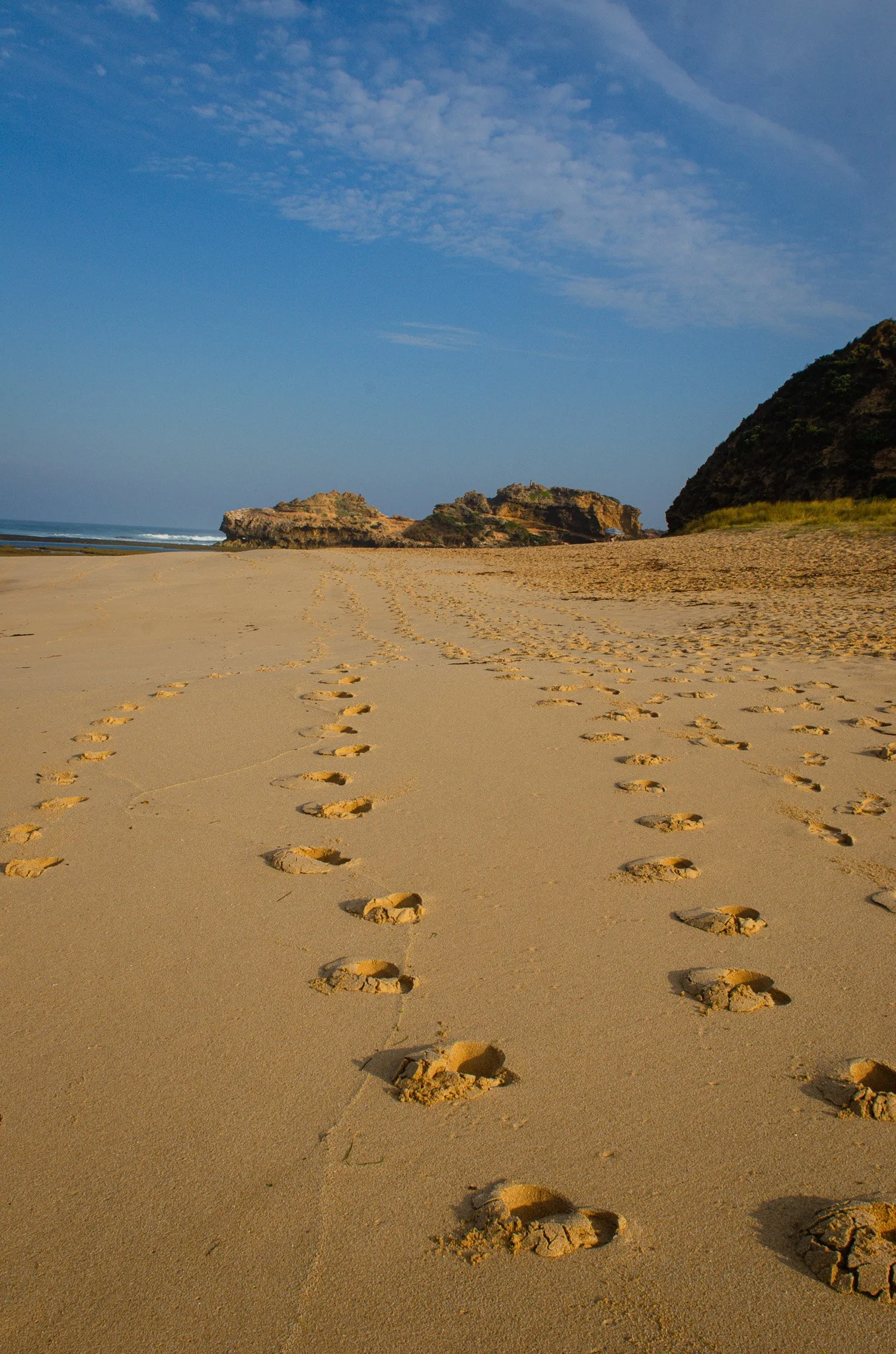 Footprints on the sand at Number 16 Beach