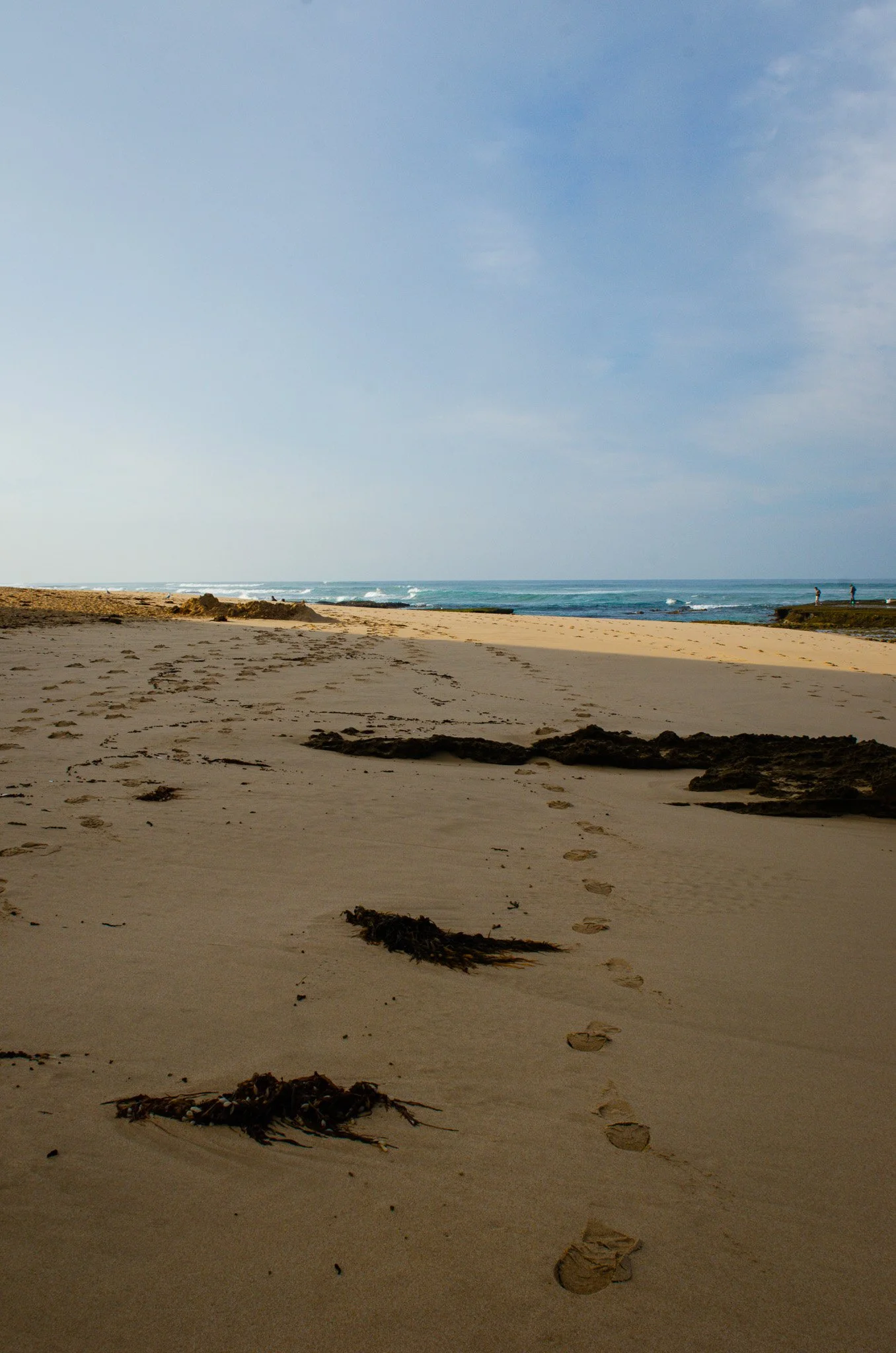 My footprints on the sand at Number 16 Beach