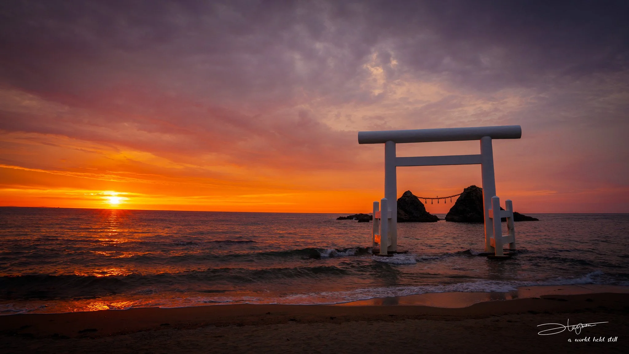 Sakurai Futamigaura White Torii Gate at Sunset | Itoshima Beach, Japan