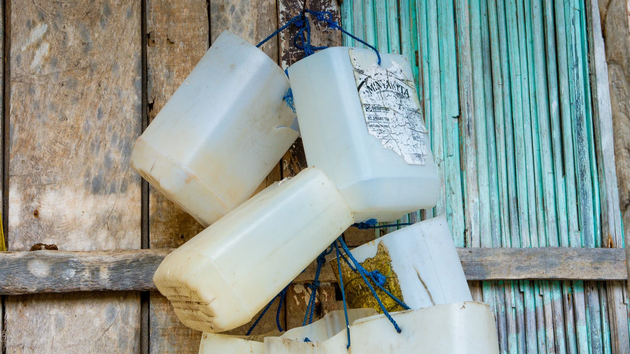 Containers to collect tuak - Lasiana Beach