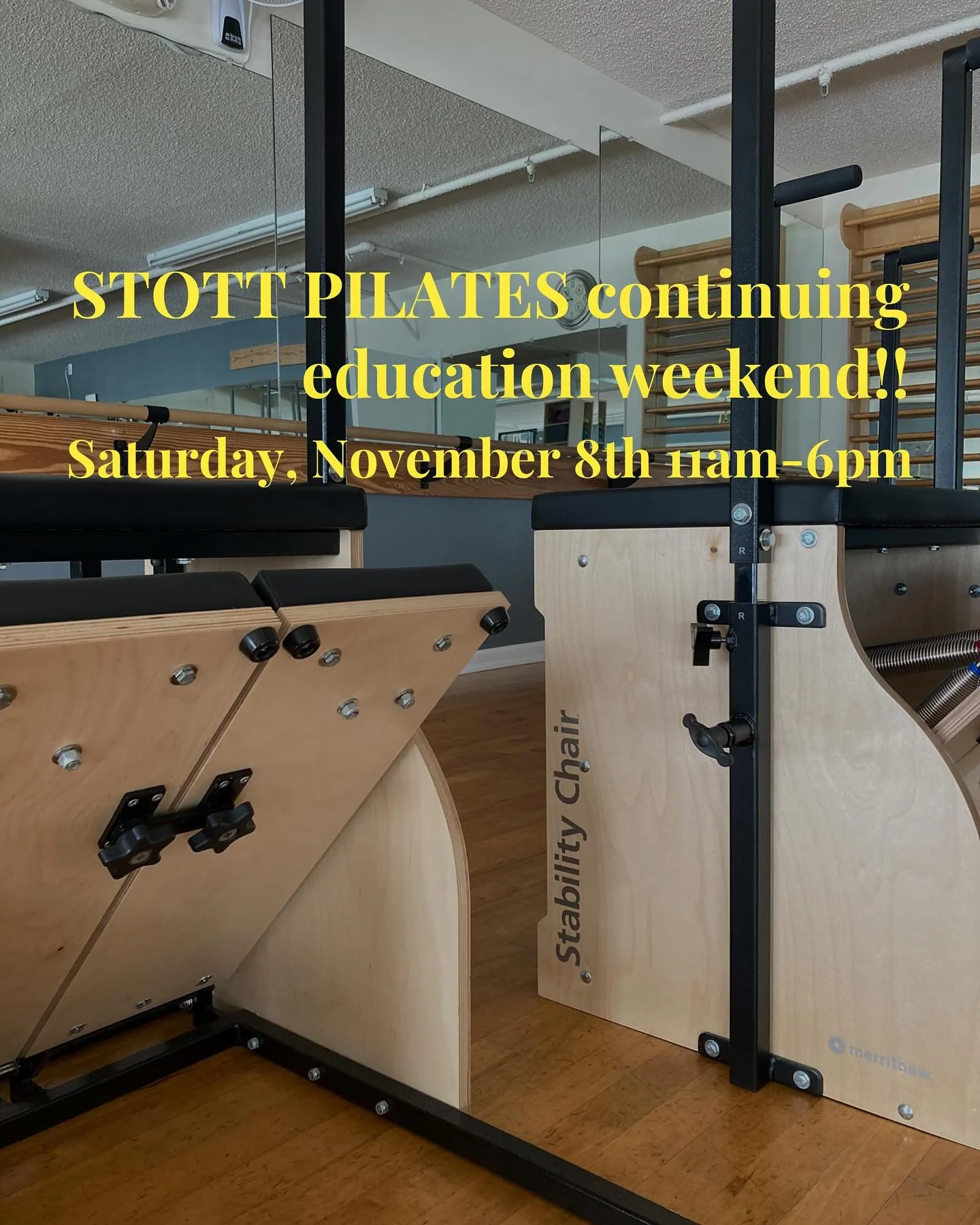 Looking for STOTT PILATES CEC&rsquo;s?
Don&rsquo;t need CEC&rsquo;s but simply want some ideas to create more variety for your pilates classes?

Join us on Saturday, November 8th from 11am-6pm!
11am-1pm - Ultimate Body Sculpting - Flex Band Level 3
1