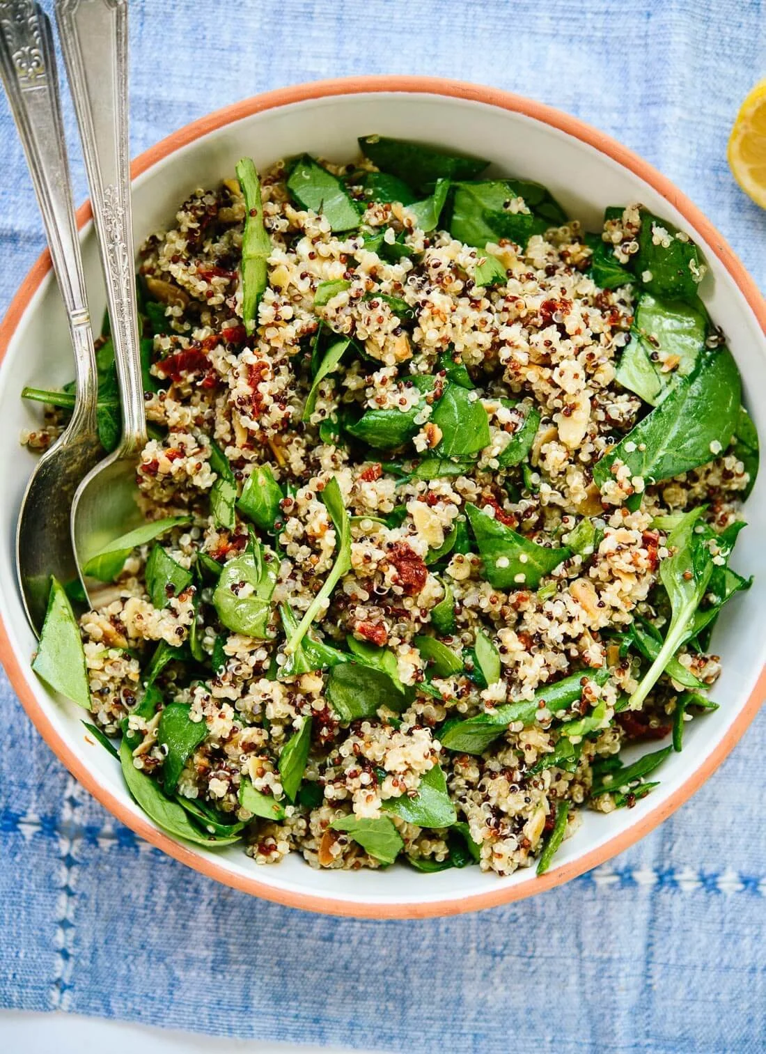 Quinoa Salad with Chickpeas, Spinach, Lemon Vinaigrette