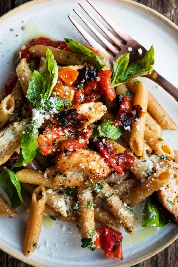 Weekly Meal -Balsamic Grilled Chicken with Spring Vegetables and Penne Pasta or Quinoa