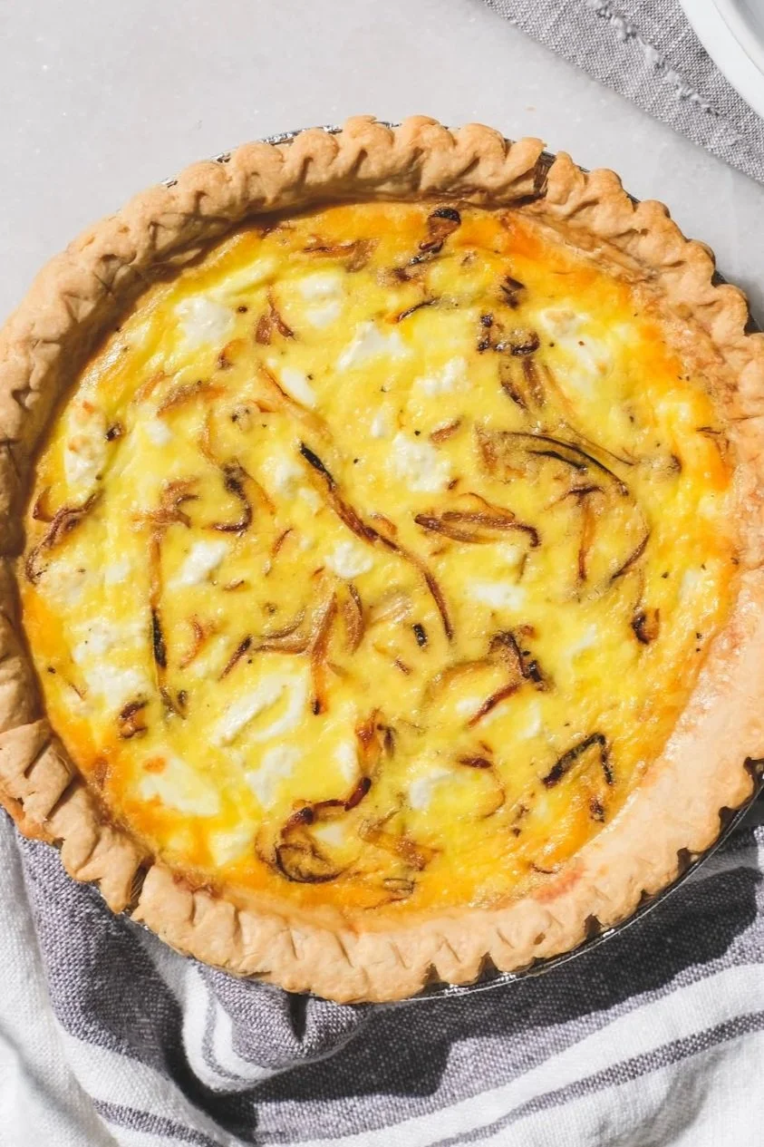 Vidalia Onion, Herb, and Goat Cheese Quiche