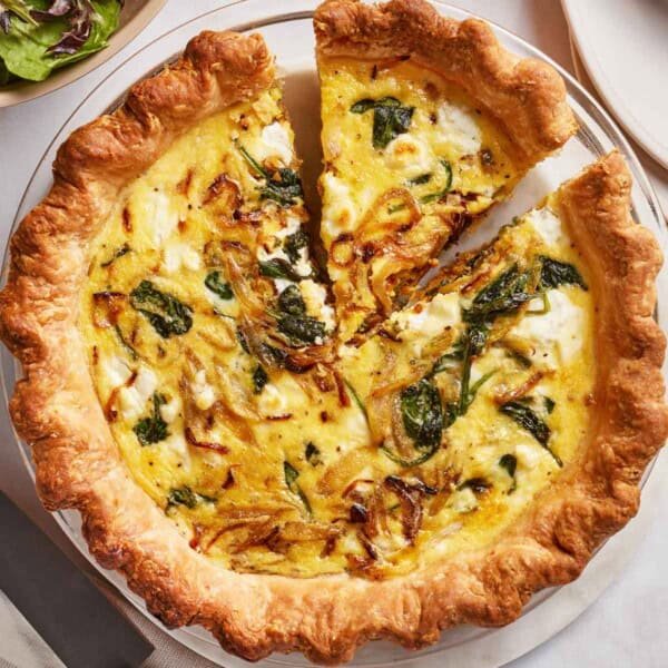Onion, Spinach, Goat Cheese Quiche