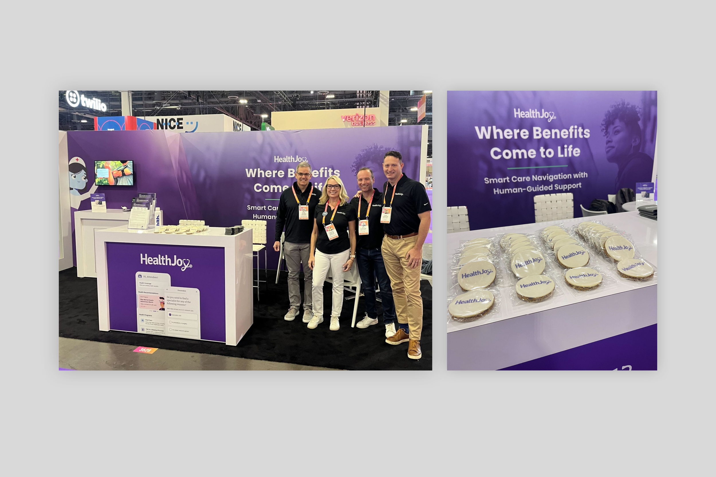 Photos from the HealthJoy booth at HLTH 2024