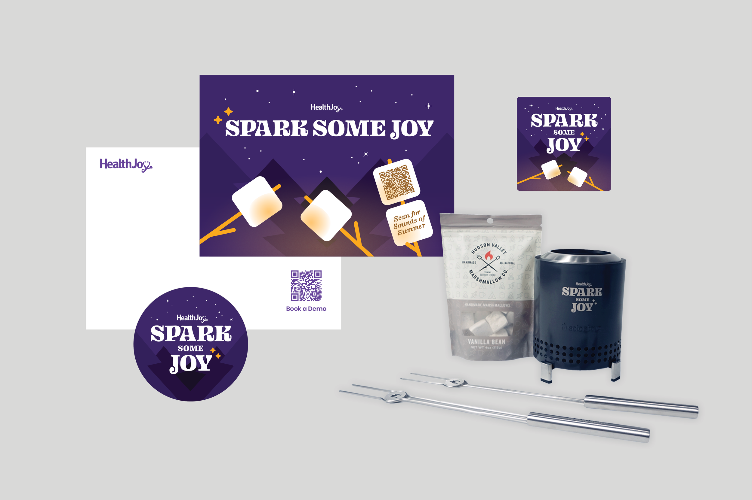 Gift Items - Postcard, Packaging Sticker, S'mores kit, Spotify Playlist Icon