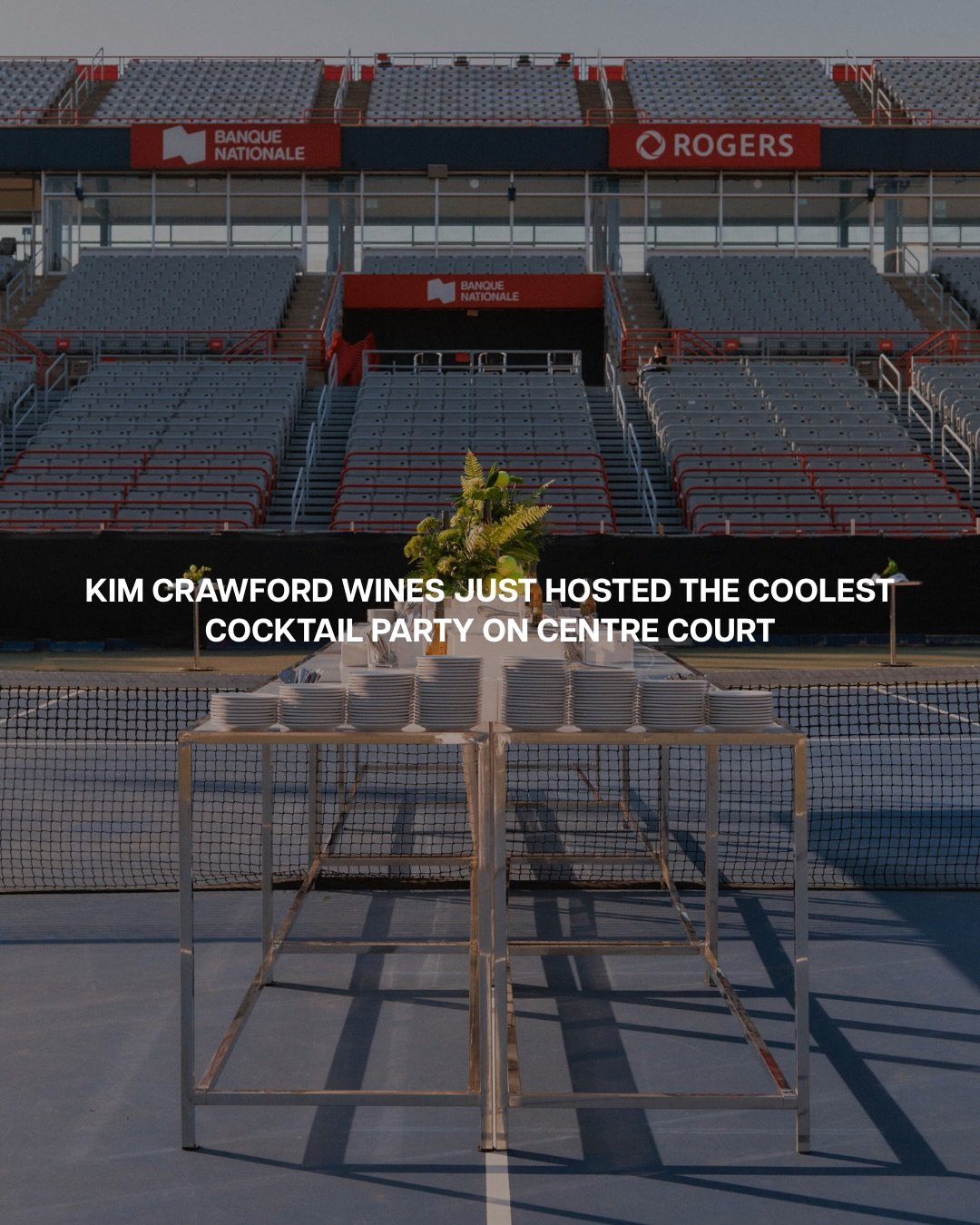 last week, @kimcrawfordwine traded baseline rallies for golden hour cocktails. 

ahead of the @nbotoronto @obnmontreal, the brand transformed the official 🎾 tournament&rsquo;s centre court into an exclusive cocktail party, inviting creators onto one