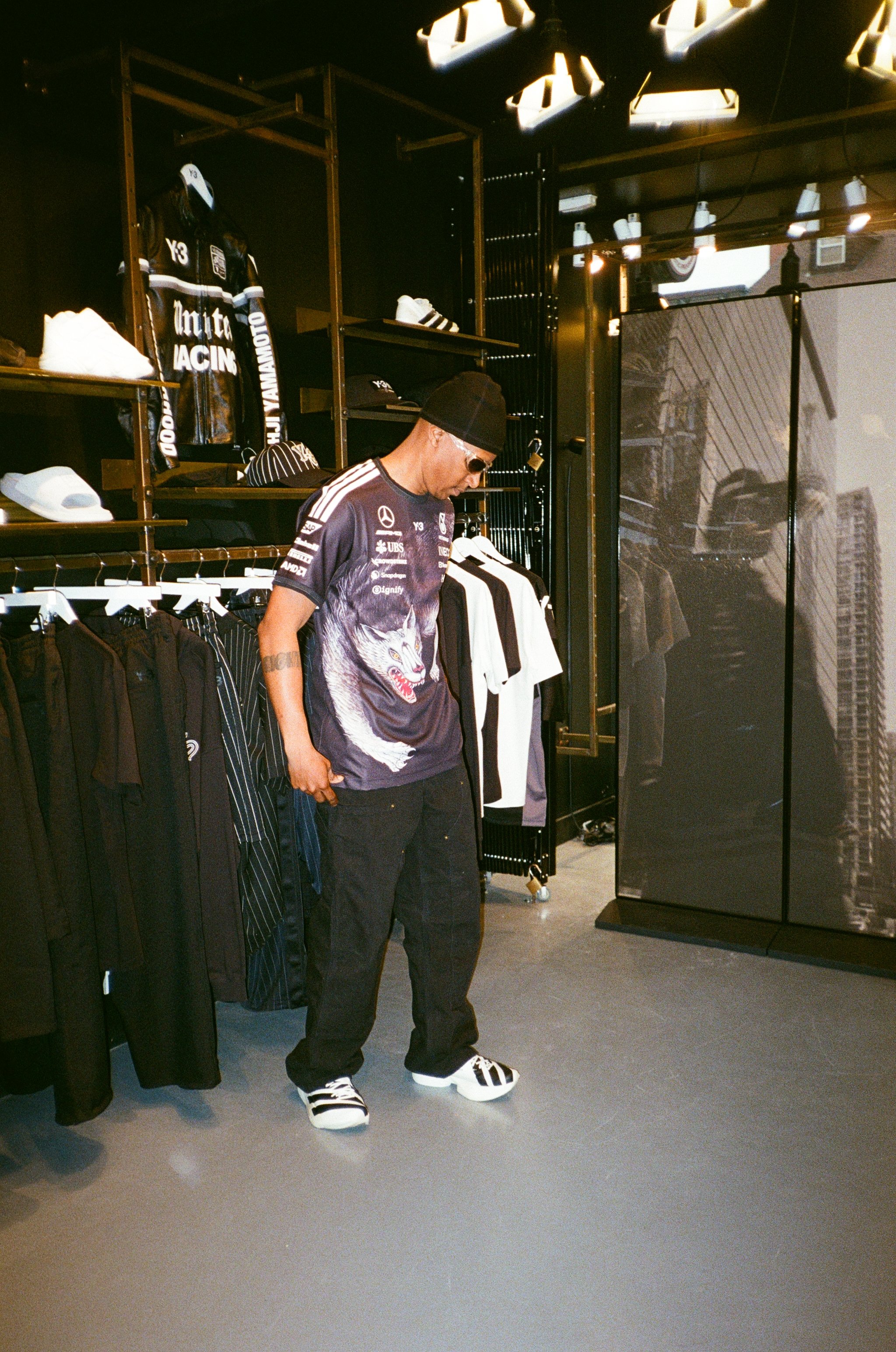 Adidas Y-3 tastemaker and one of three fashion film stars and career dancer, David Forteau poses at the event.