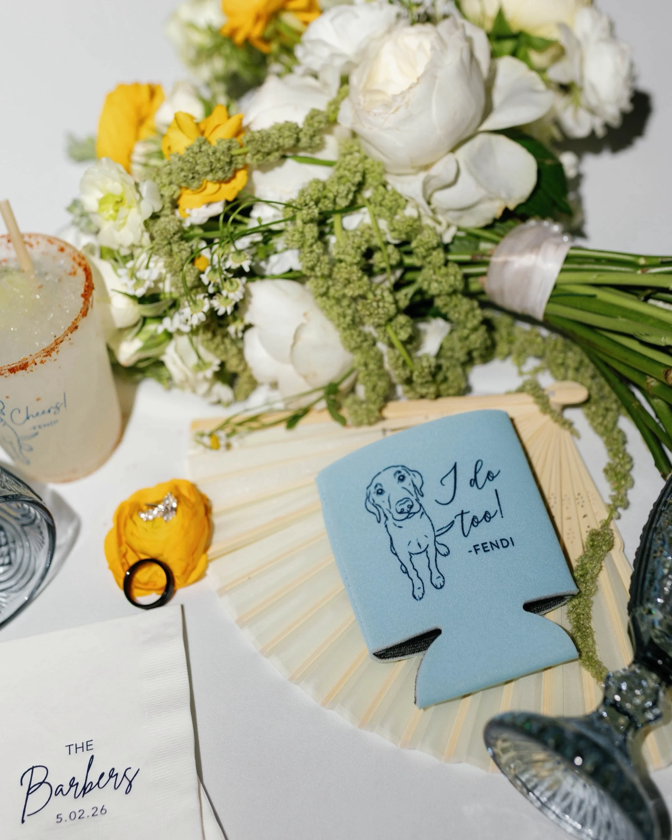 the Barbers know how to partyyy 🎉🍾🪩 

take this as a sign to customize the little things!!! coozies, napkins, hats for your guests - ALL OF IT

Planning &amp; Coordination: @eternaldoveplanning
Venue: @unionhousetx
Photography: @katespitzerphoto
V
