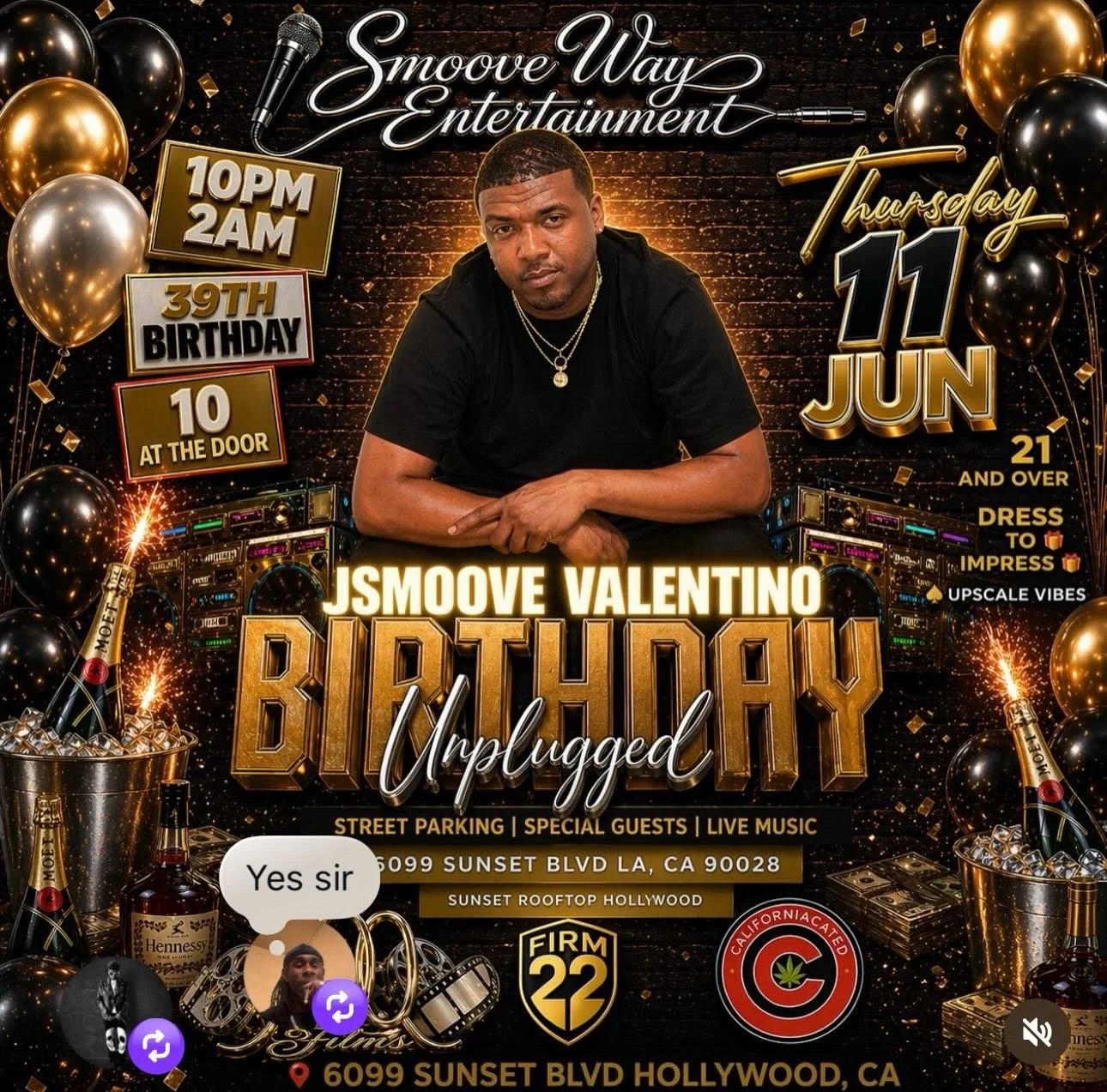 Come, hang out check out the entertainment cool vibe cool people cool area no cap come best dress ready to celebrate. It&rsquo;s going down Thursday, June 11. Sunset rooftop celebrating JSmooth V Birthday