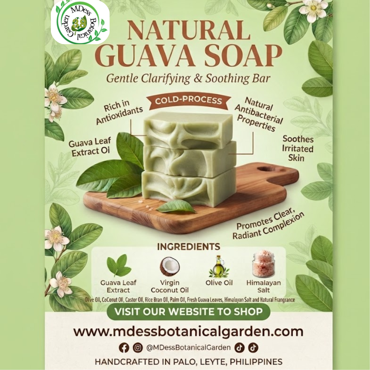 MDess GUAVA SOAP - handcrafted Col-Process Herbal Soap