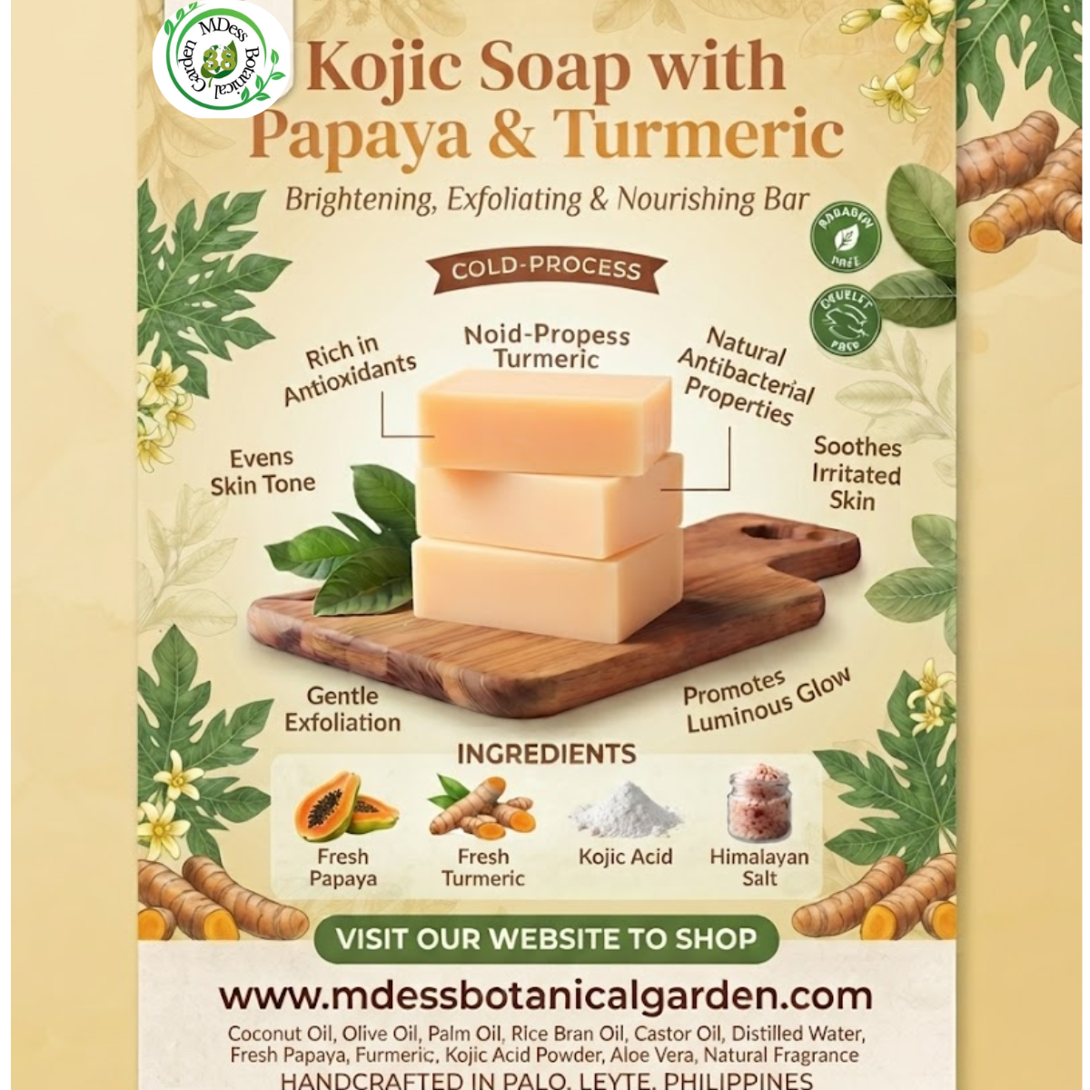 Kojic Soap (Papaya, Turmeric, & Olive Oil)