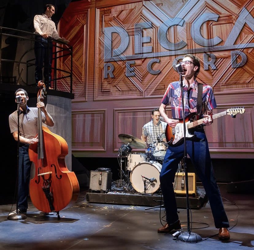 Adam LaSalle, Noah Berry, Drew Harvey, and Ken Sandberg in BUDDY: THE BUDDY HOLLY STORY at Maine State Music Theatre
