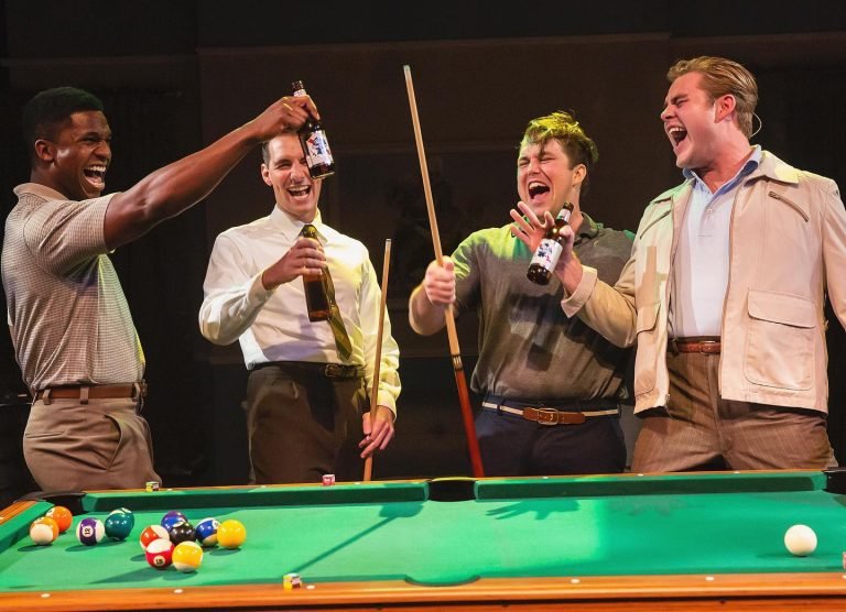 Joel Ashur, Adam LaSalle, Mat Leonard, and Christian Condra in LOMBARDI at Actors Theatre of Indiana