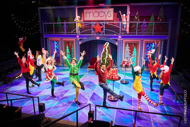 Adam LaSalle and the cast of ELF THE MUSICAL at First Stage Theatre