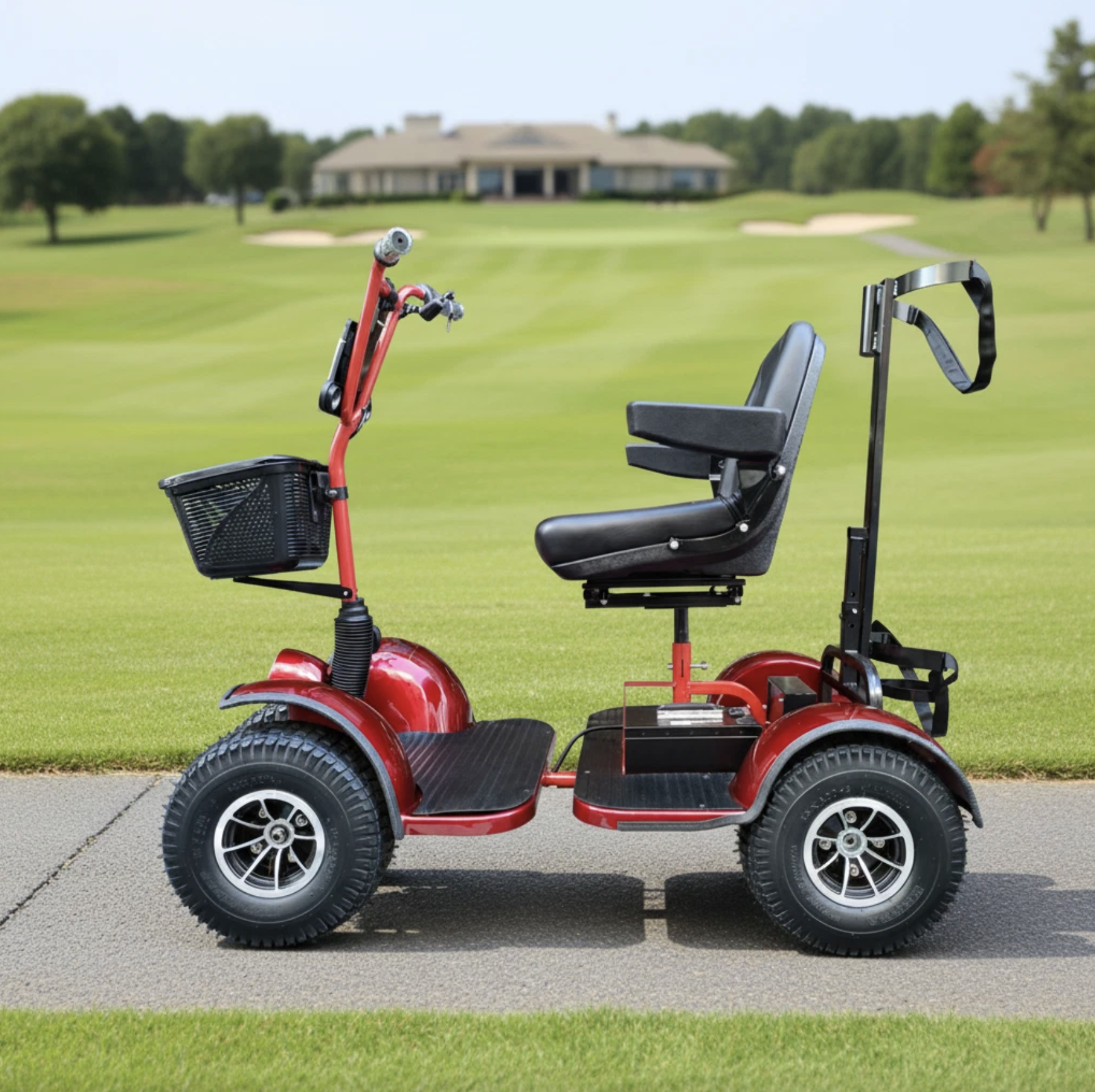 the powaglide one seater golf buggy on the course