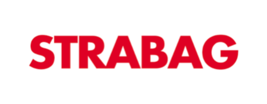 Logo der Marke Strabag in der Farbe rot