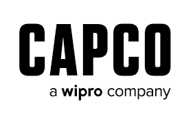 Logo von Capco, einer Wipro-Firma, in Schwarz und Weiß.