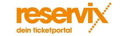 Logo mit orangefarbenem Text 'reservix' und Slogan 'dein ticketportal' darunter.