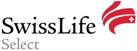 Logo von Swiss Life Select mit rotem Symbol und schwarzem sowie grauem Text.