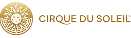 Das Logo von Cirque du Soleil mit goldener Sonne und Text