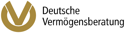 Logo der Deutschen Vermögensberatung mit goldenem symbol und schwarzen Schriftzug