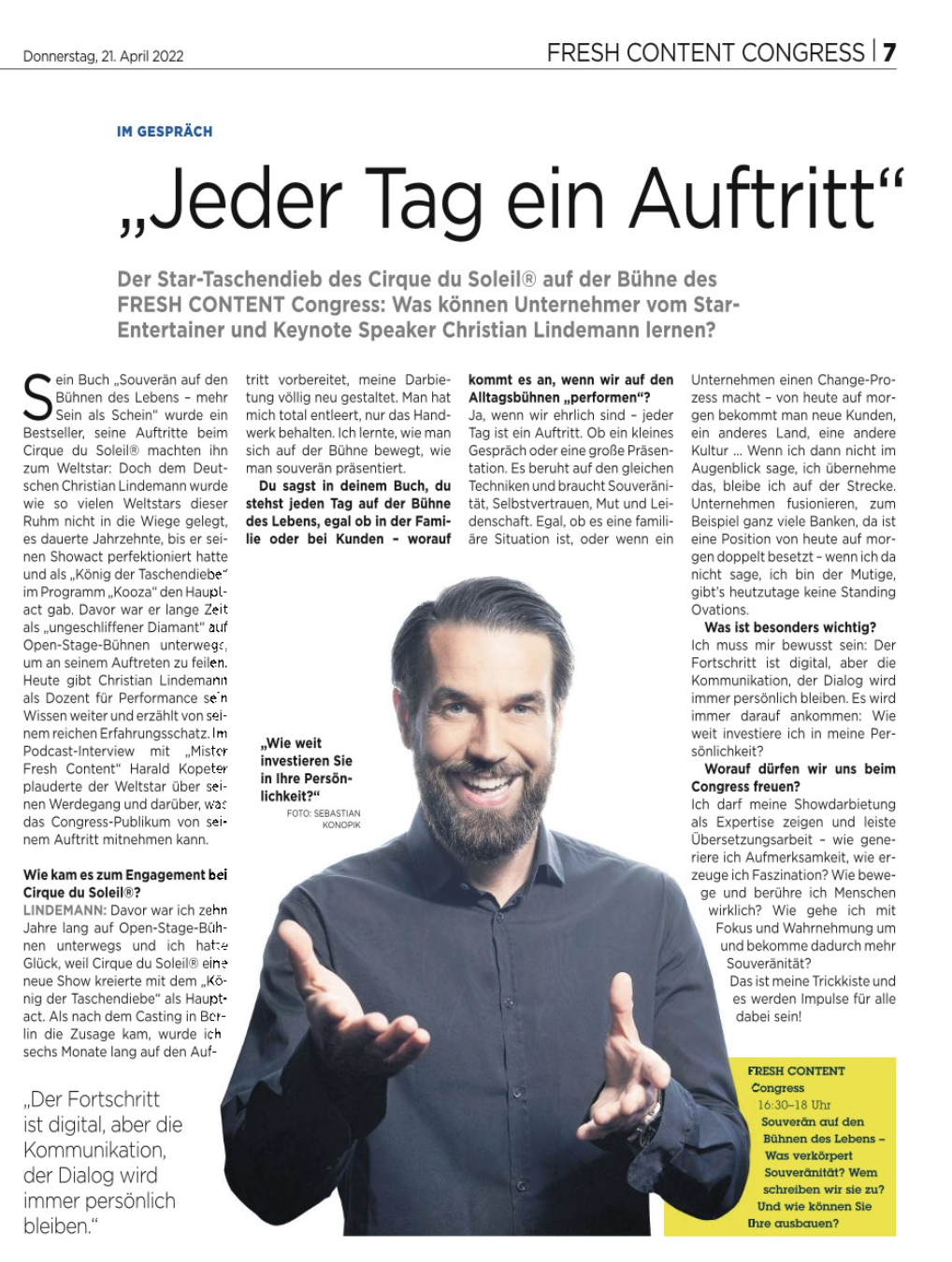 Keynote Speaker Christian Lindemann für Kongress buchen.