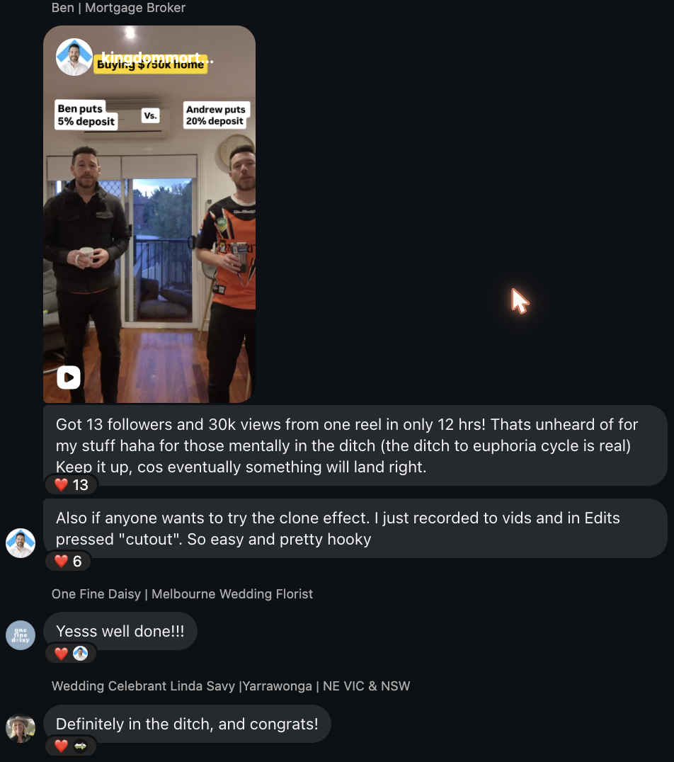 Instagram profile screenshot showing follower growth results from Club Sandwich social media coaching
