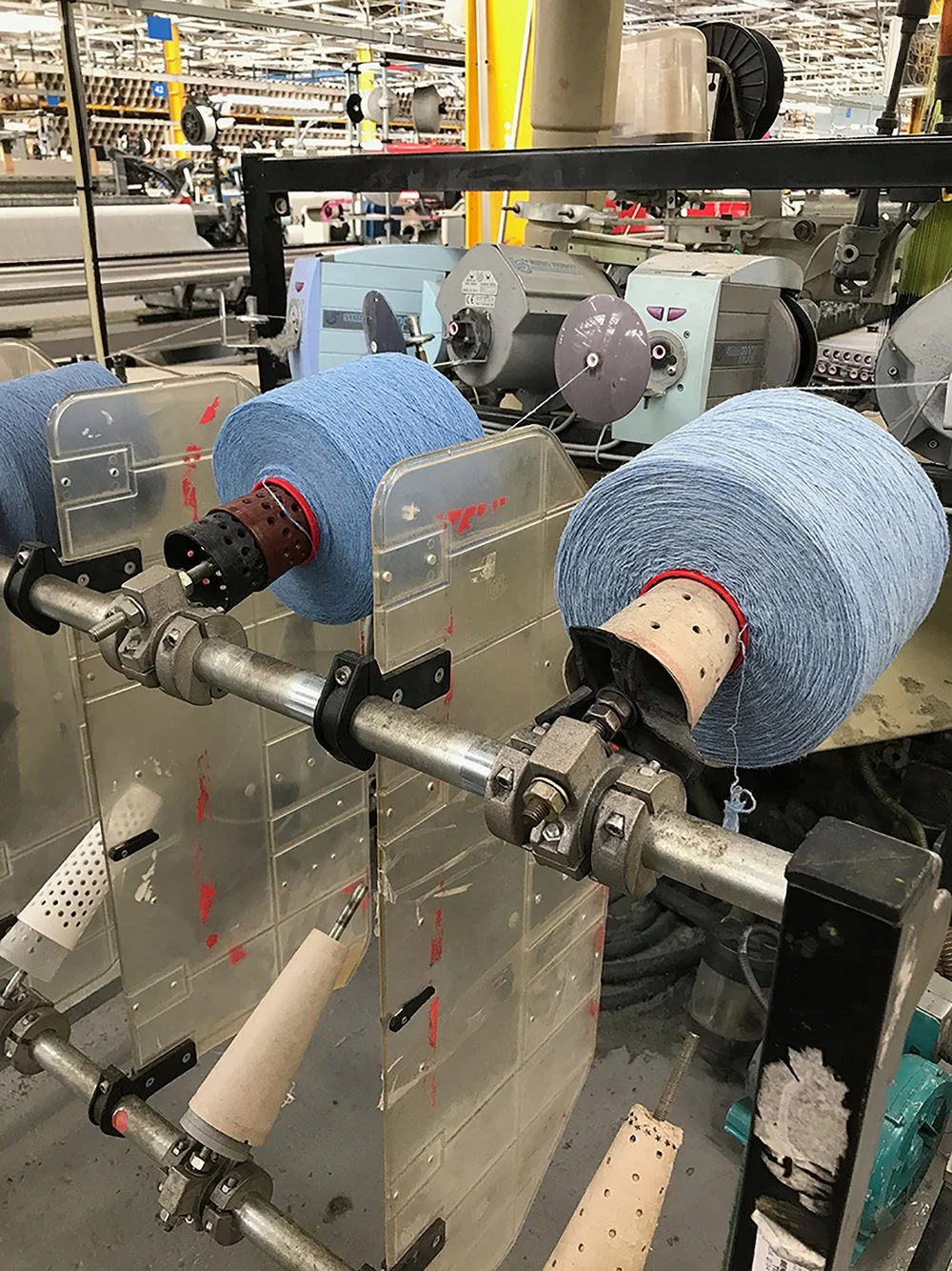 waterlake coloured yarn on the loom machine ella doran