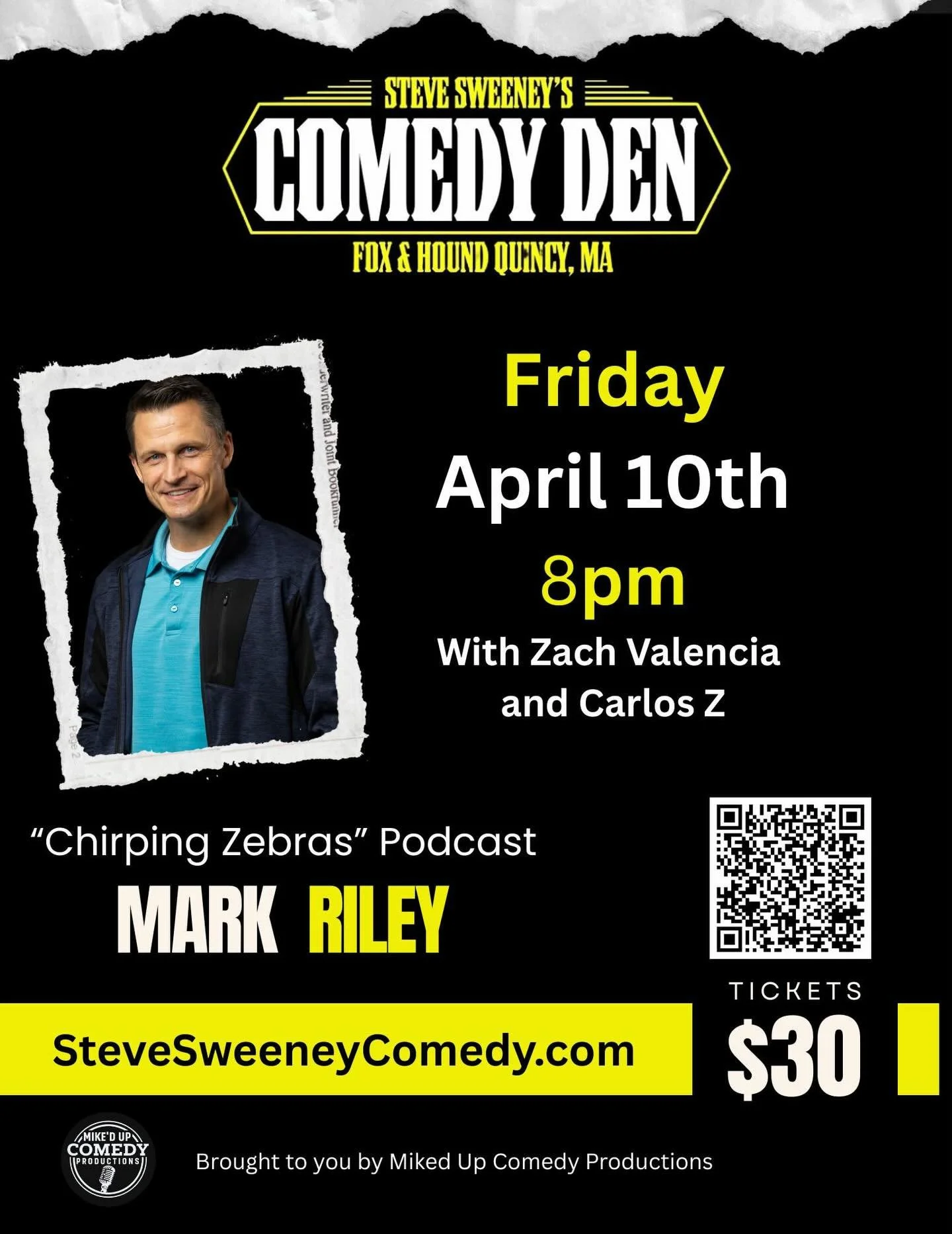 Next Friday, I&rsquo;m gonna show with the amazing Mark Reiley and Zack Valencia! Two amazing comics that I have their honor to work with get your tickets. They are selling fast.!!!