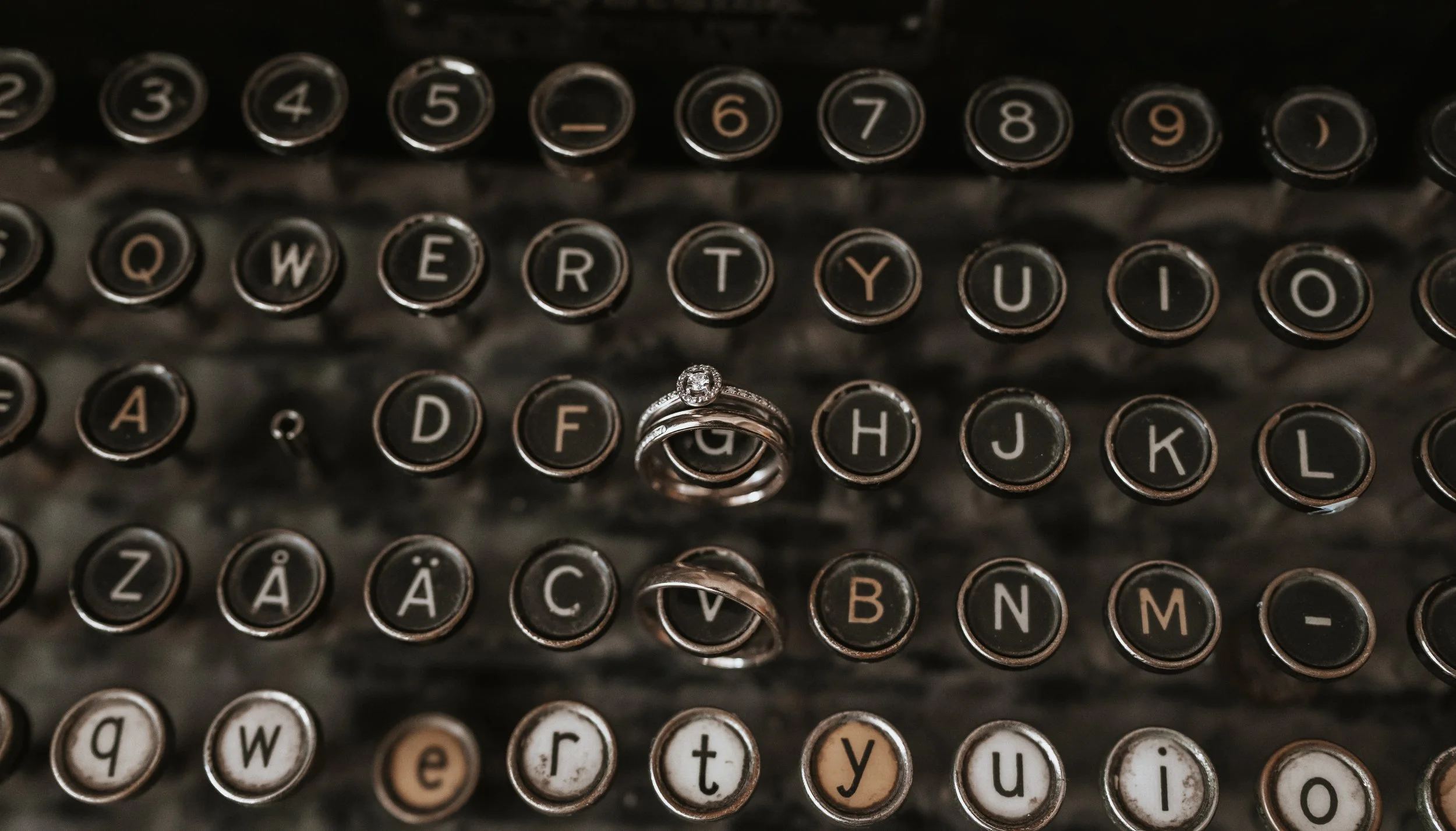 vintage typewriter keys with rings