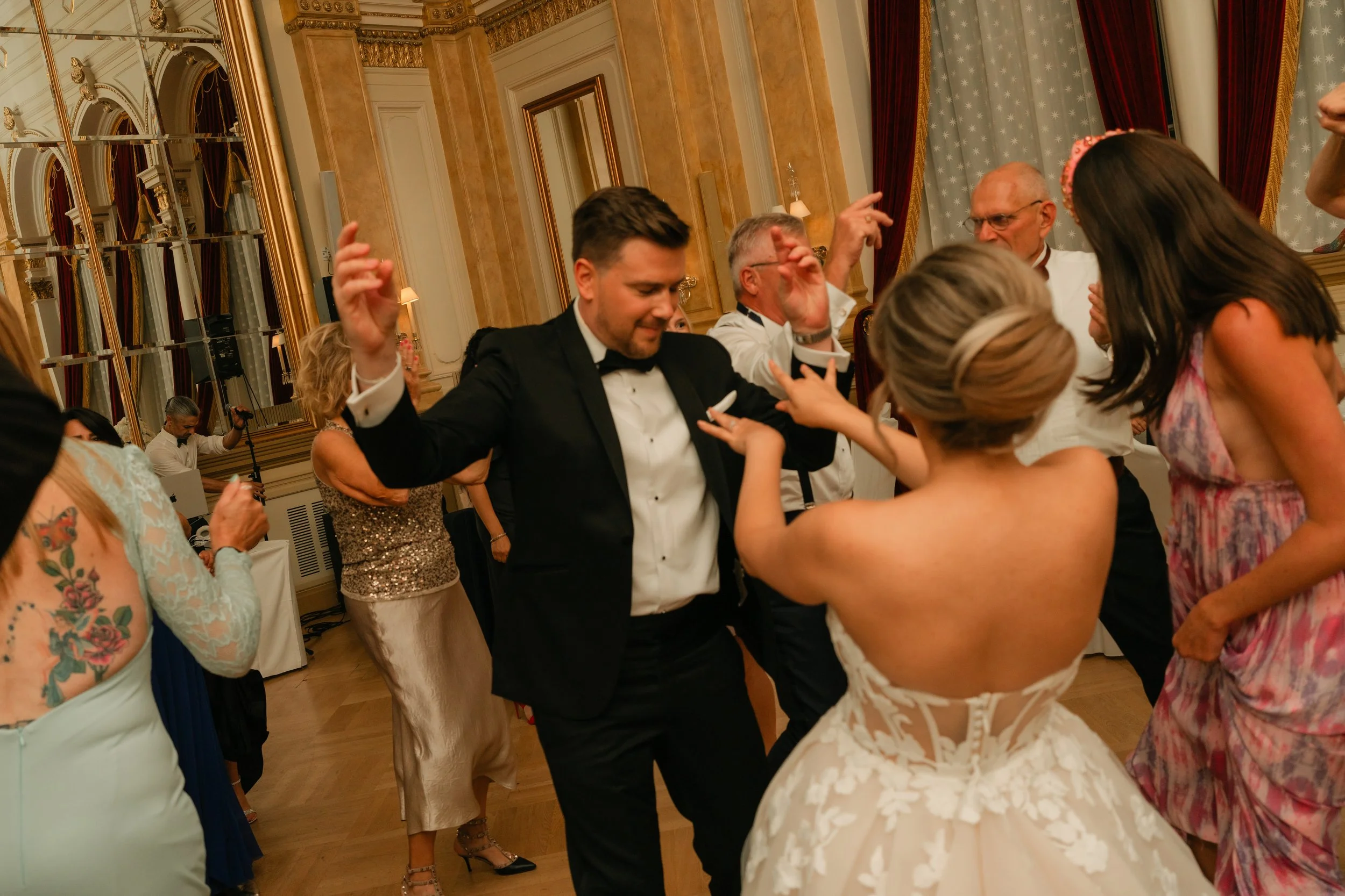 Guests dancing at a formal event