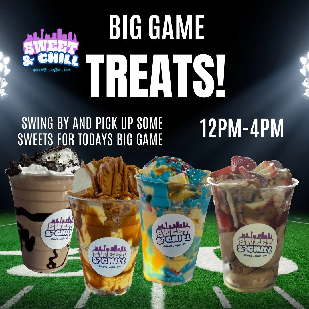 Game day just got sweeter 🏈🍨
We&rsquo;re open today from 12PM&ndash;4PM!
Stop in before kickoff or order online for delivery and stay locked in on the game.