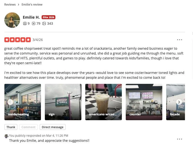 Sometimes a review means more than just kind words. It reminds us why we started and why we keep going. ❤️

When we see messages like this, it truly touches our hearts because Sweet N Chill isn&rsquo;t just about desserts&hellip; it&rsquo;s about cre