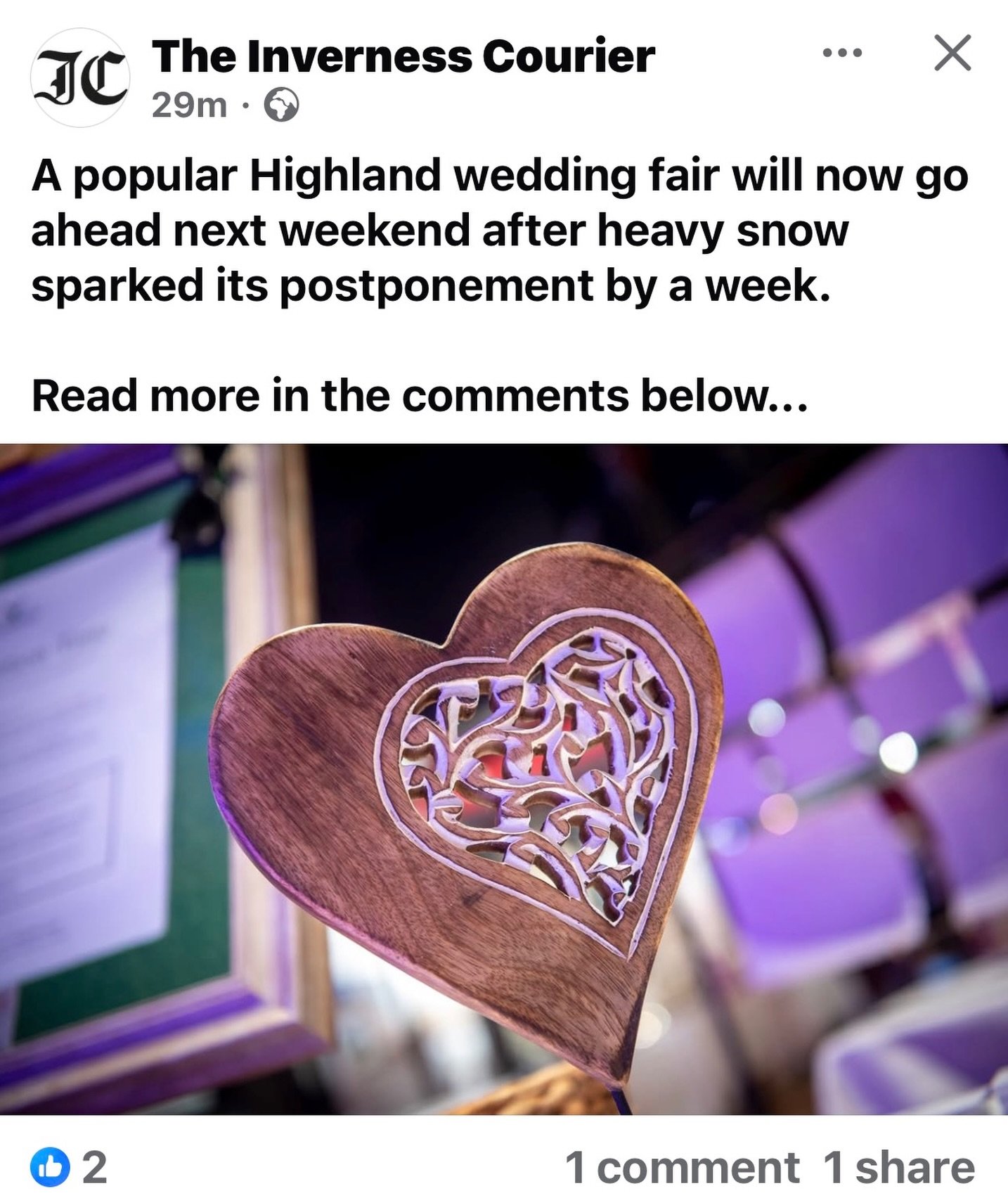 POSTPONED!
Tomorrow&rsquo;s Wedding Fair at @drumossie_hotel has been postponed till next Sunday due to the weather. All couples I&rsquo;d arranged to meet tomorrow&hellip; I&rsquo;ll message you direct. Hopefully catch up with many more of you next 