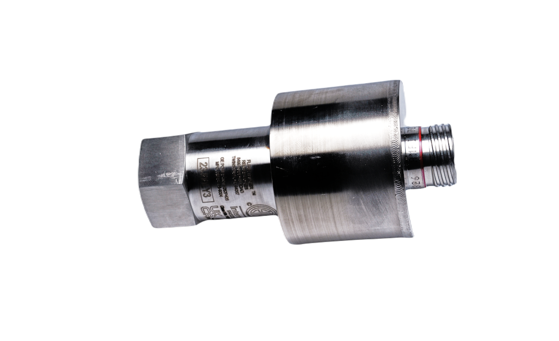 Industrial metal fitting or connector with engraved markings