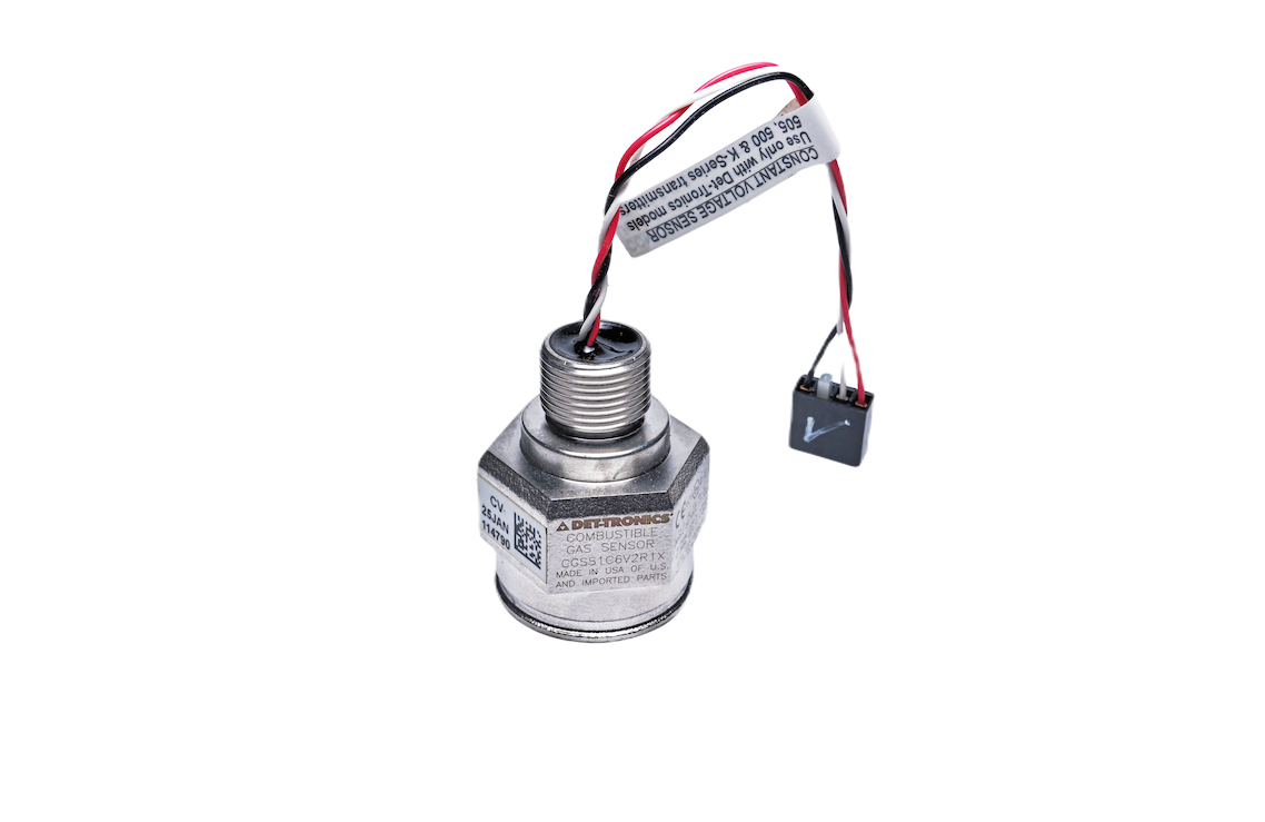 Combustible gas sensor with wires and connector