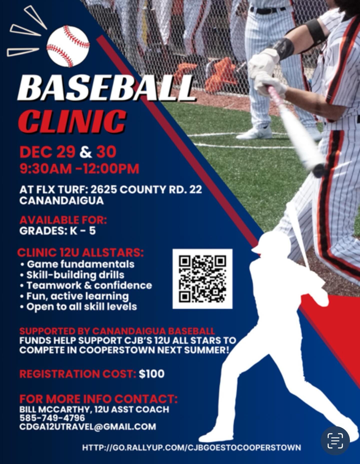 Excited to announce us partnering with a local travel team to run a 2 day baseball clinic over winter break. December 29th and 30th - open to players grades K through 5th. Information is attached, sign up today!  #FLXTurf #Yourhometurf #Winterbreak