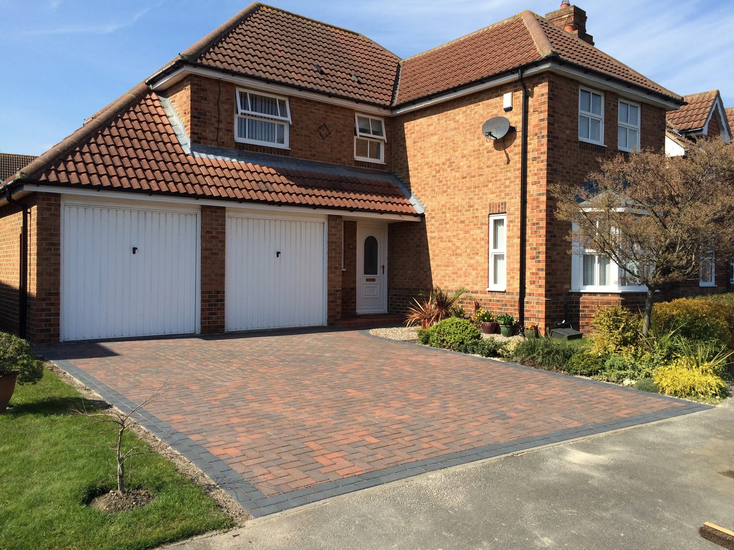 A driveway installation in Sunderland, using brindle armpave block paving